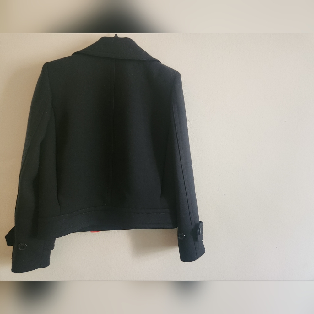 Zara double-breasted wool short coat/jacket black sz M BNWT - Picture 3 of 9